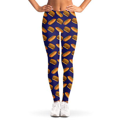 Hot Dog And Hamburger Pattern Print Women's Leggings