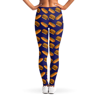 Hot Dog And Hamburger Pattern Print Women's Leggings