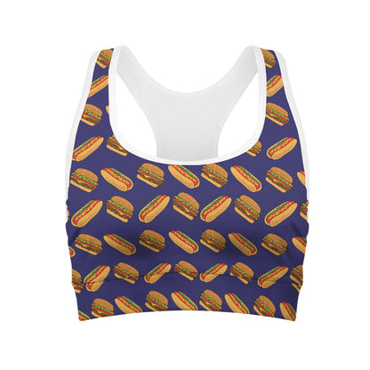 Hot Dog And Hamburger Pattern Print Women's Sports Bra