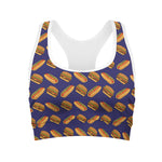 Hot Dog And Hamburger Pattern Print Women's Sports Bra