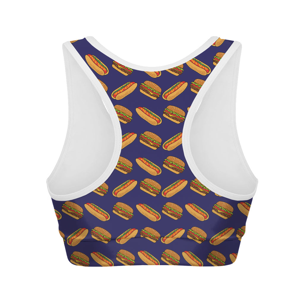 Hot Dog And Hamburger Pattern Print Women's Sports Bra