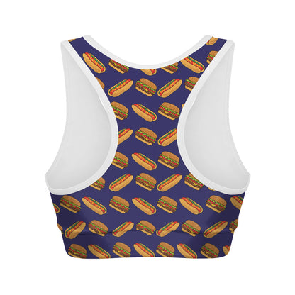 Hot Dog And Hamburger Pattern Print Women's Sports Bra