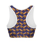 Hot Dog And Hamburger Pattern Print Women's Sports Bra