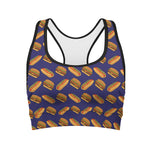 Hot Dog And Hamburger Pattern Print Women's Sports Bra