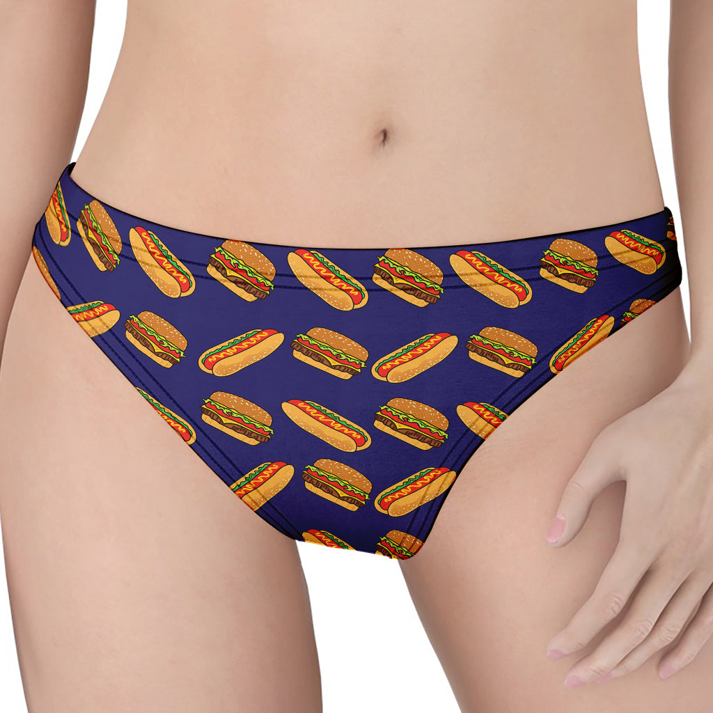 Hot Dog And Hamburger Pattern Print Women's Thong