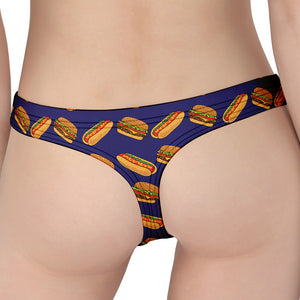 Hot Dog And Hamburger Pattern Print Women's Thong