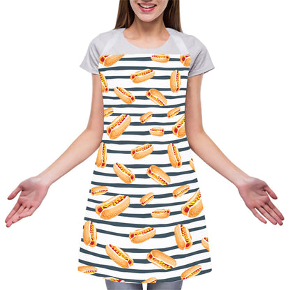 Hot Dog Striped Pattern Print Adjustable Apron