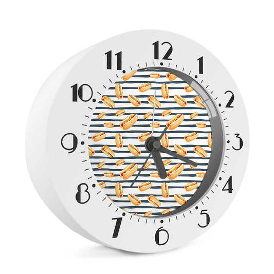 Hot Dog Striped Pattern Print Alarm Clock