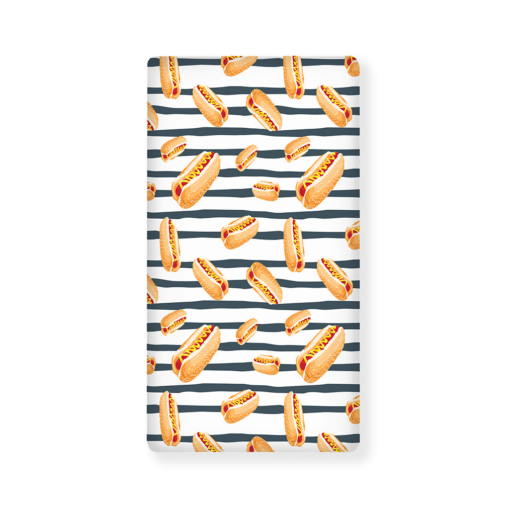 Hot Dog Striped Pattern Print Baby Crib Sheet