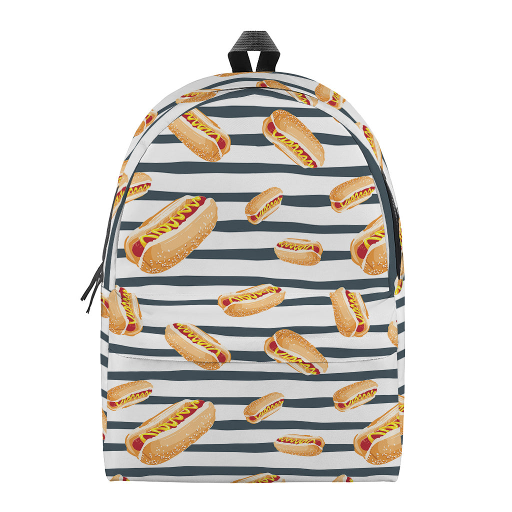 Hot Dog Striped Pattern Print Backpack