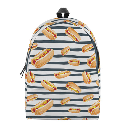 Hot Dog Striped Pattern Print Backpack