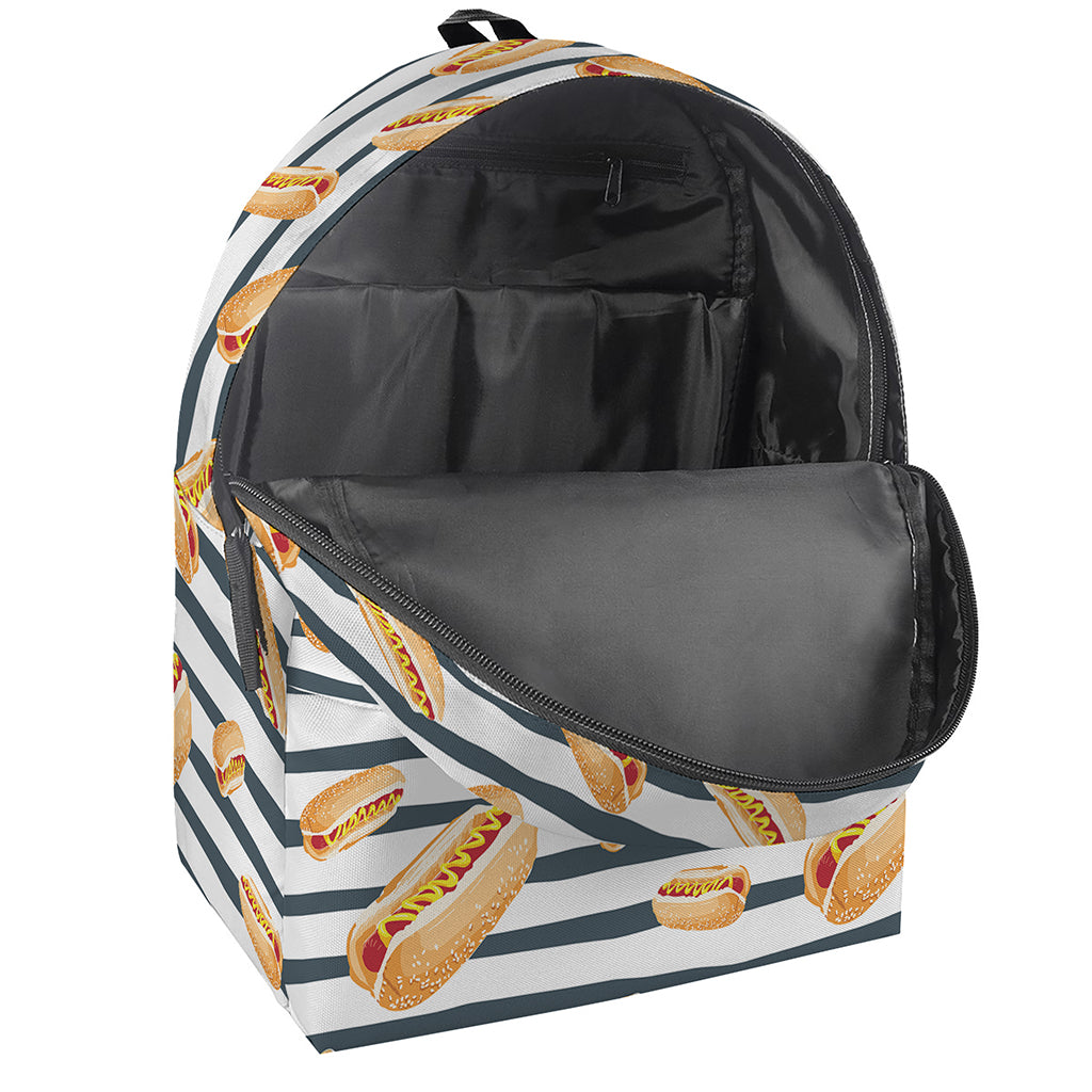 Hot Dog Striped Pattern Print Backpack