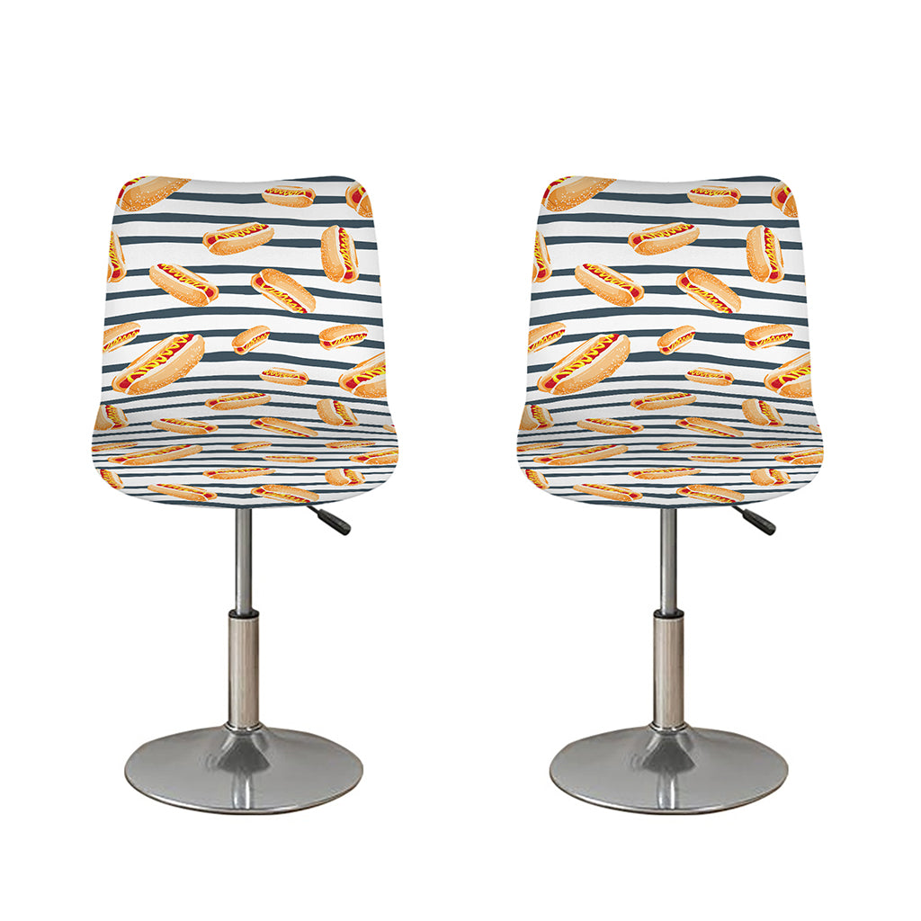Hot Dog Striped Pattern Print Bar Stool Covers