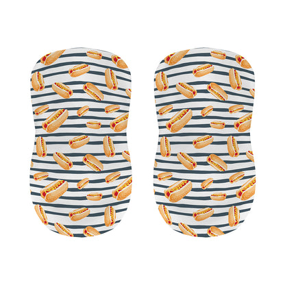 Hot Dog Striped Pattern Print Bar Stool Covers