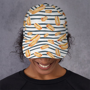 Hot Dog Striped Pattern Print Baseball Cap