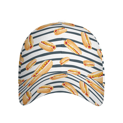 Hot Dog Striped Pattern Print Baseball Cap
