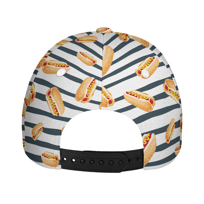 Hot Dog Striped Pattern Print Baseball Cap