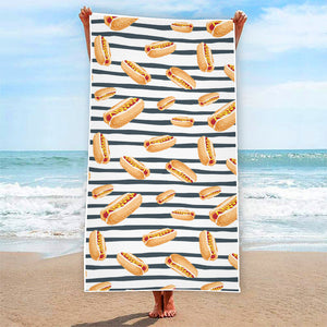 Hot Dog Striped Pattern Print Beach Towel