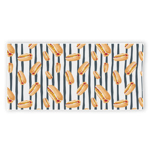 Hot Dog Striped Pattern Print Beach Towel