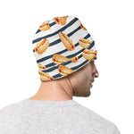 Hot Dog Striped Pattern Print Beanie