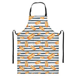 Hot Dog Striped Pattern Print Bib Apron With Pocket