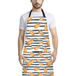 Hot Dog Striped Pattern Print Bib Apron With Pocket