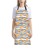 Hot Dog Striped Pattern Print Bib Apron With Pocket