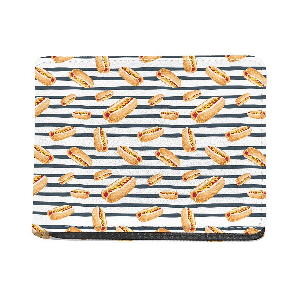 Hot Dog Striped Pattern Print Bifold Wallet