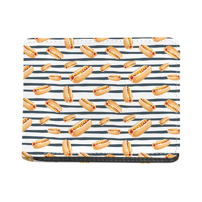 Hot Dog Striped Pattern Print Bifold Wallet