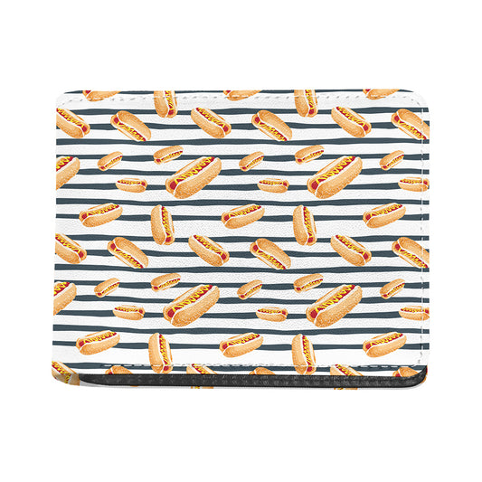 Hot Dog Striped Pattern Print Bifold Wallet