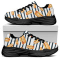 Hot Dog Striped Pattern Print Black Chunky Shoes