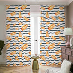 Hot Dog Striped Pattern Print Blackout Pencil Pleat Curtains