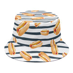 Hot Dog Striped Pattern Print Bucket Hat