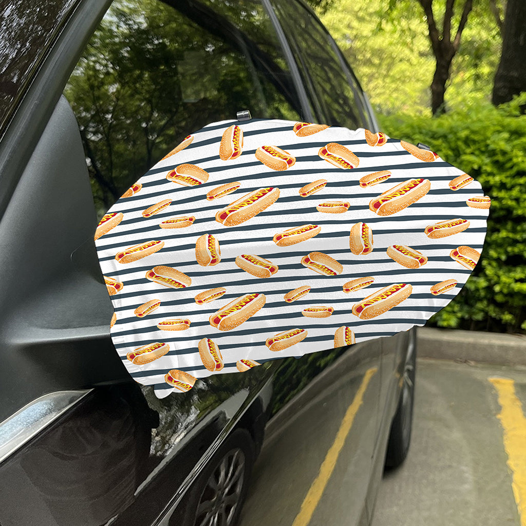 Hot Dog Striped Pattern Print Car Side Mirror Covers