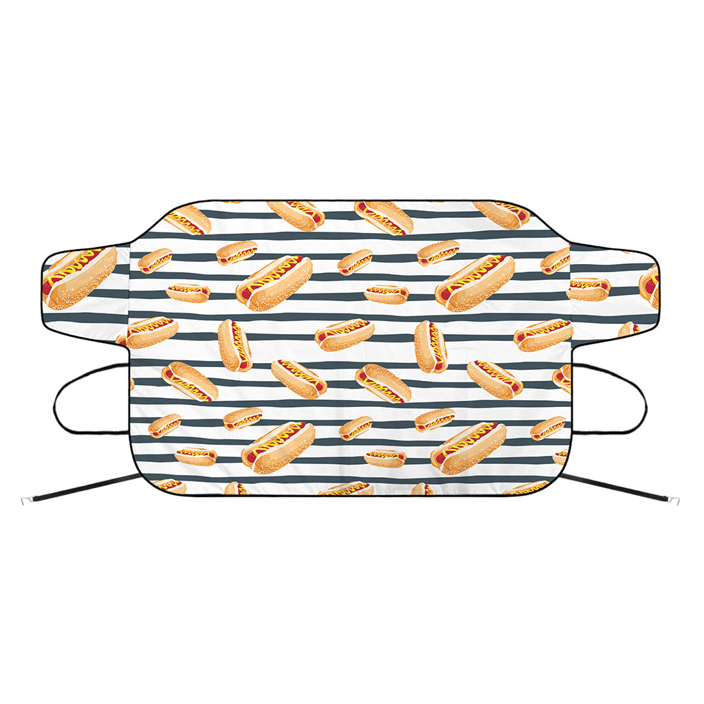 Hot Dog Striped Pattern Print Car Windshield Snow Cover