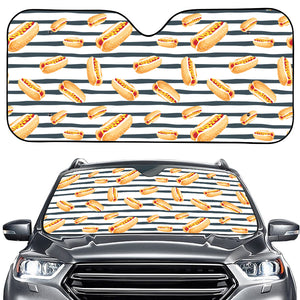 Hot Dog Striped Pattern Print Car Windshield Sun Shade