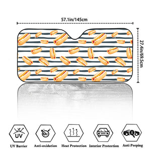 Hot Dog Striped Pattern Print Car Windshield Sun Shade