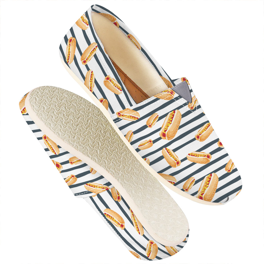 Hot Dog Striped Pattern Print Casual Shoes