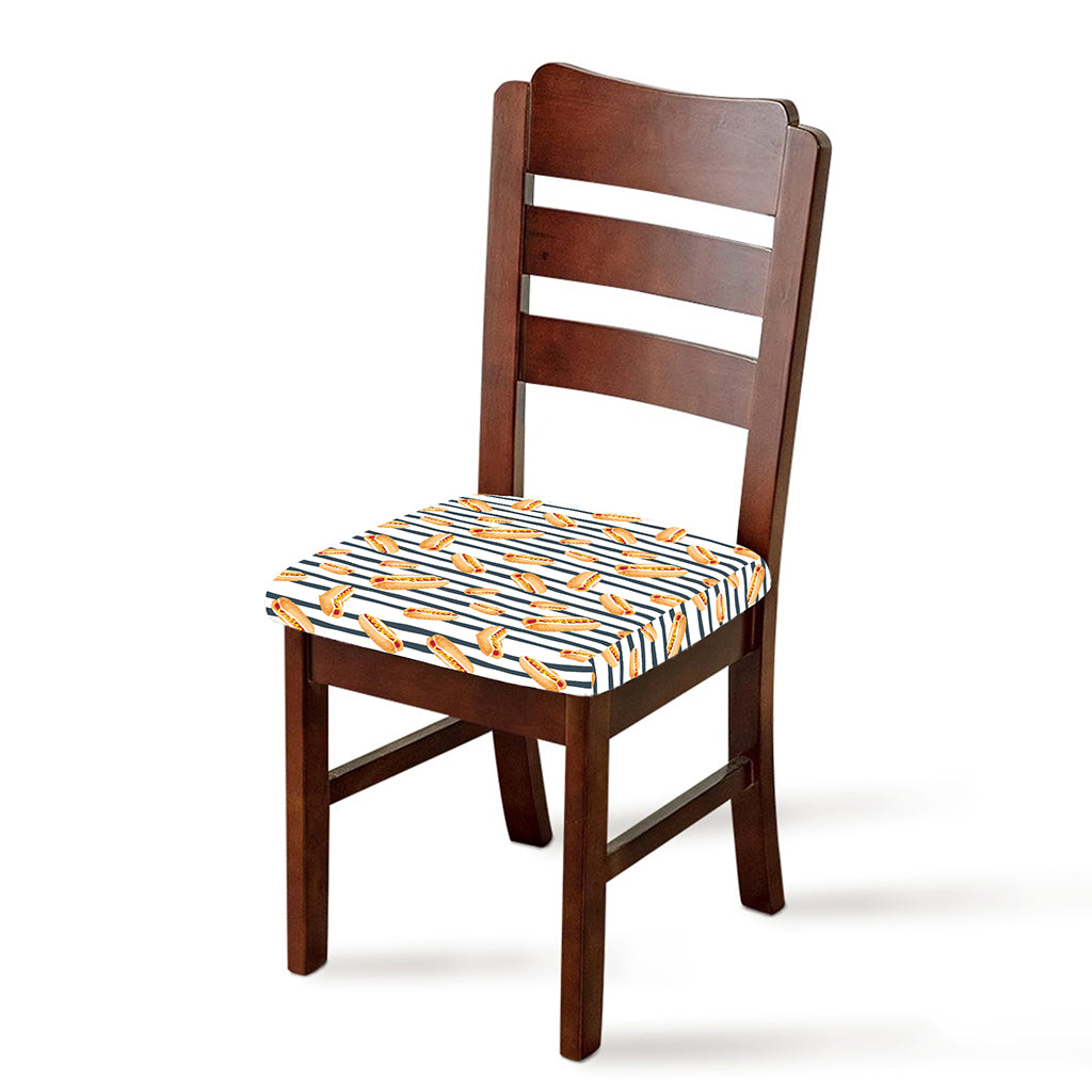 Hot Dog Striped Pattern Print Chair Cushion Cover