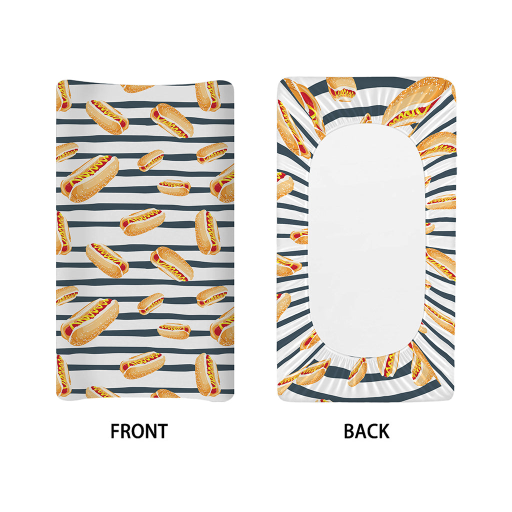Hot Dog Striped Pattern Print Changing Pad Cover
