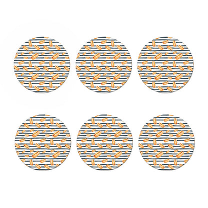 Hot Dog Striped Pattern Print Coaster Set