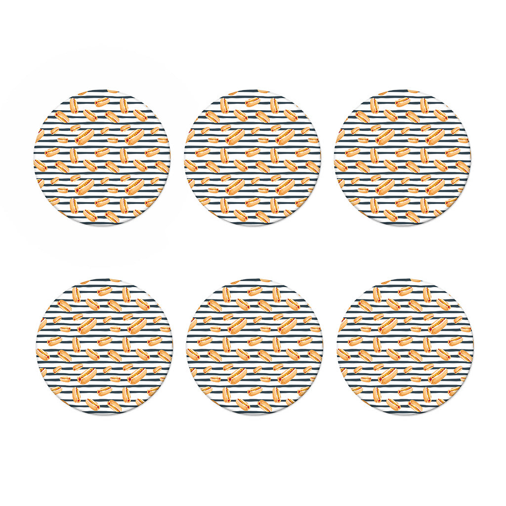 Hot Dog Striped Pattern Print Coaster Set