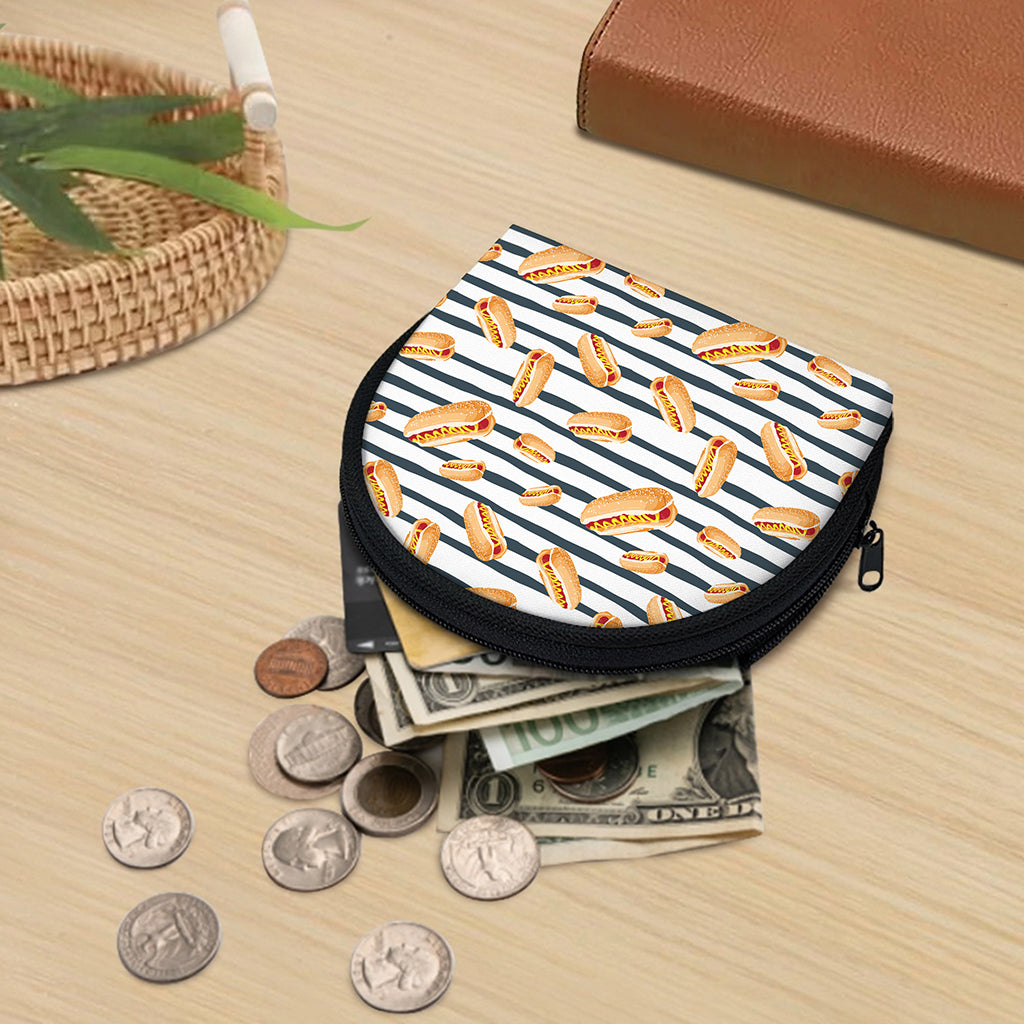 Hot Dog Striped Pattern Print Coin Purse