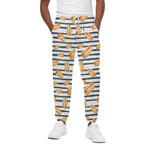 Hot Dog Striped Pattern Print Cotton Pants