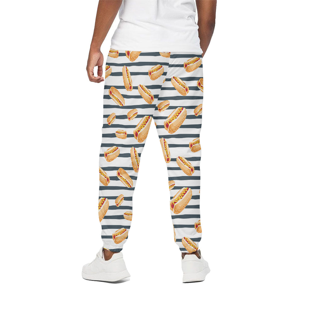 Hot Dog Striped Pattern Print Cotton Pants