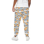 Hot Dog Striped Pattern Print Cotton Pants