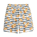 Hot Dog Striped Pattern Print Cotton Shorts