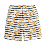 Hot Dog Striped Pattern Print Cotton Shorts
