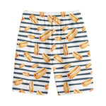 Hot Dog Striped Pattern Print Cotton Shorts