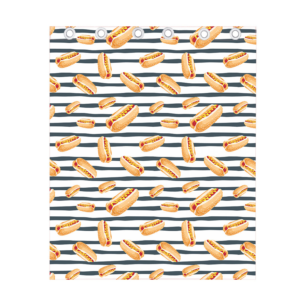 Hot Dog Striped Pattern Print Curtain